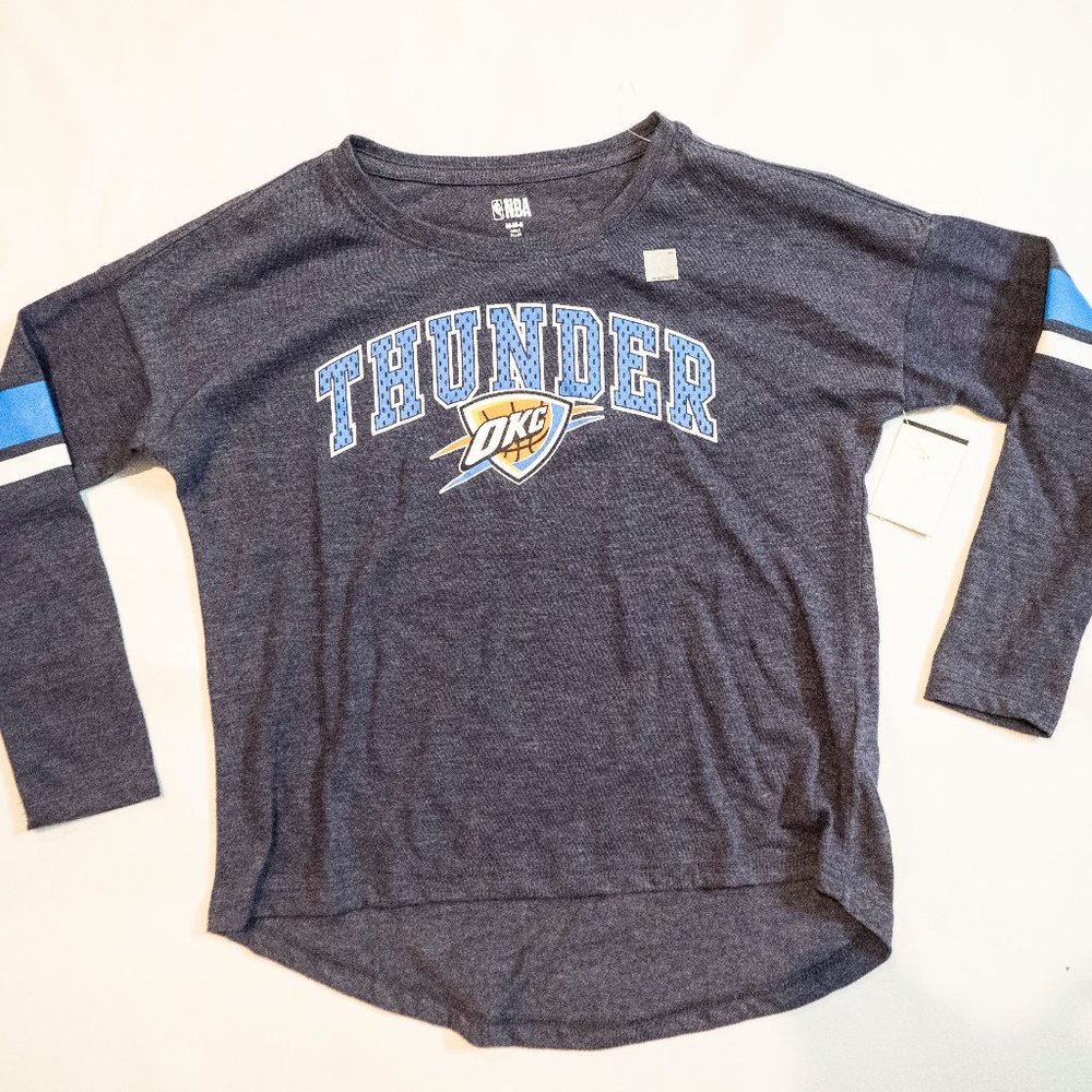 OKC Thunder NBA Logo Hi-Low Long Sleeve Blue 8